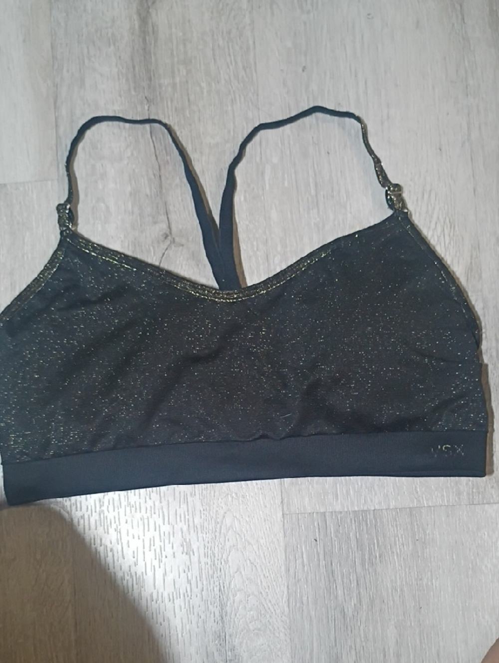 Victoria's Secret Black Glitter Bralette with Gold Shimmer